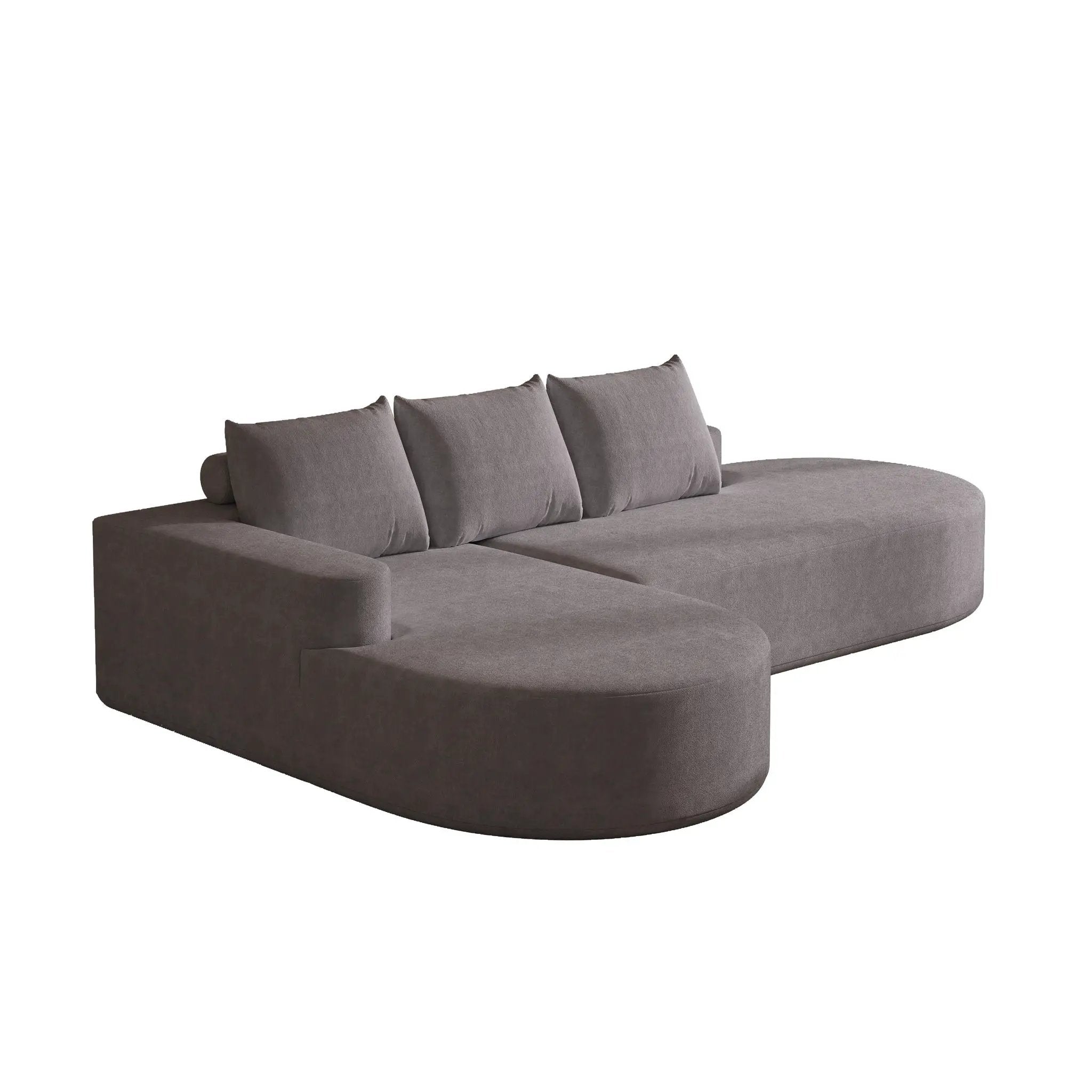 Modern Curved Sofa, L-Shaped Modular Sectional Set With 3 Pillows by HouseOfZazla
