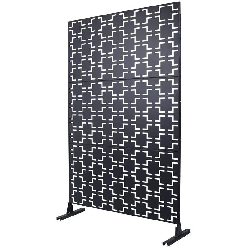 Outdoor / Indoor Privacy Screen Metal Privacy Screen, Freestanding Decorative Privacy Screen For Deck Balcony Patio - Black by Unique Piece Furniture