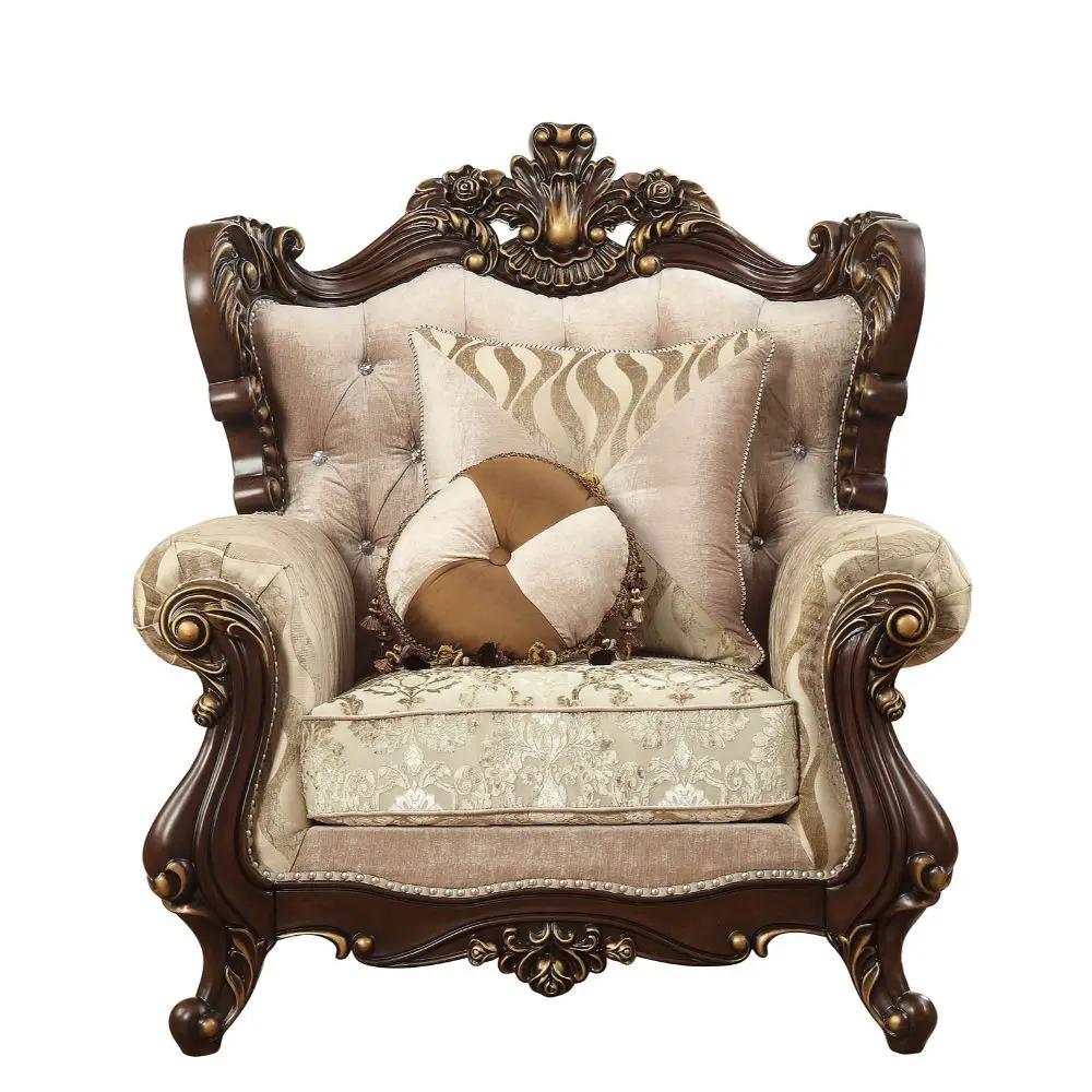 Shalisa - Chair With 2 Pillows (Same Lv01587) - Fabric & Walnut by Unique Piece Furniture