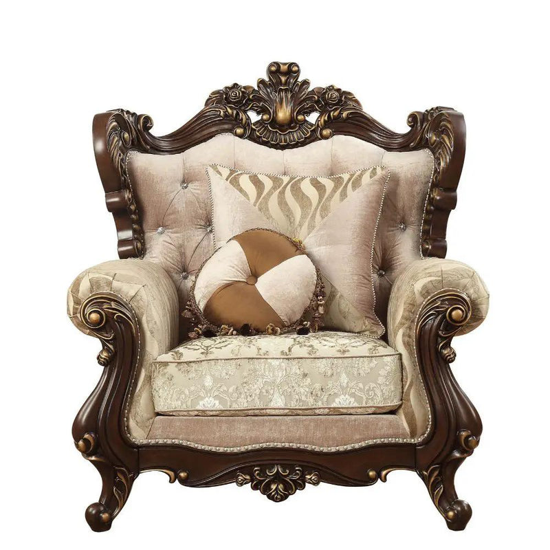 Shalisa - Chair With 2 Pillows (Same Lv01587) - Fabric & Walnut by Unique Piece Furniture