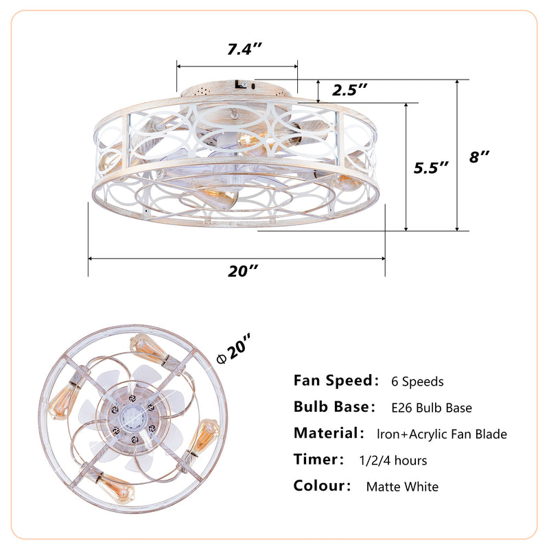 20" Caged Ceiling Fan with Lights and Remote Control by HouseOfZazla