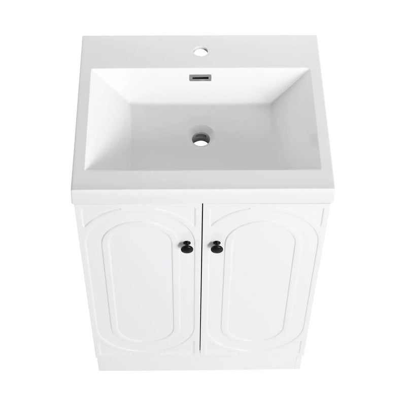 Contemporary Freestanding Bathroom Vanity With Resin Sink & Soft-Close Cabinet Doors by HouseOfZazla