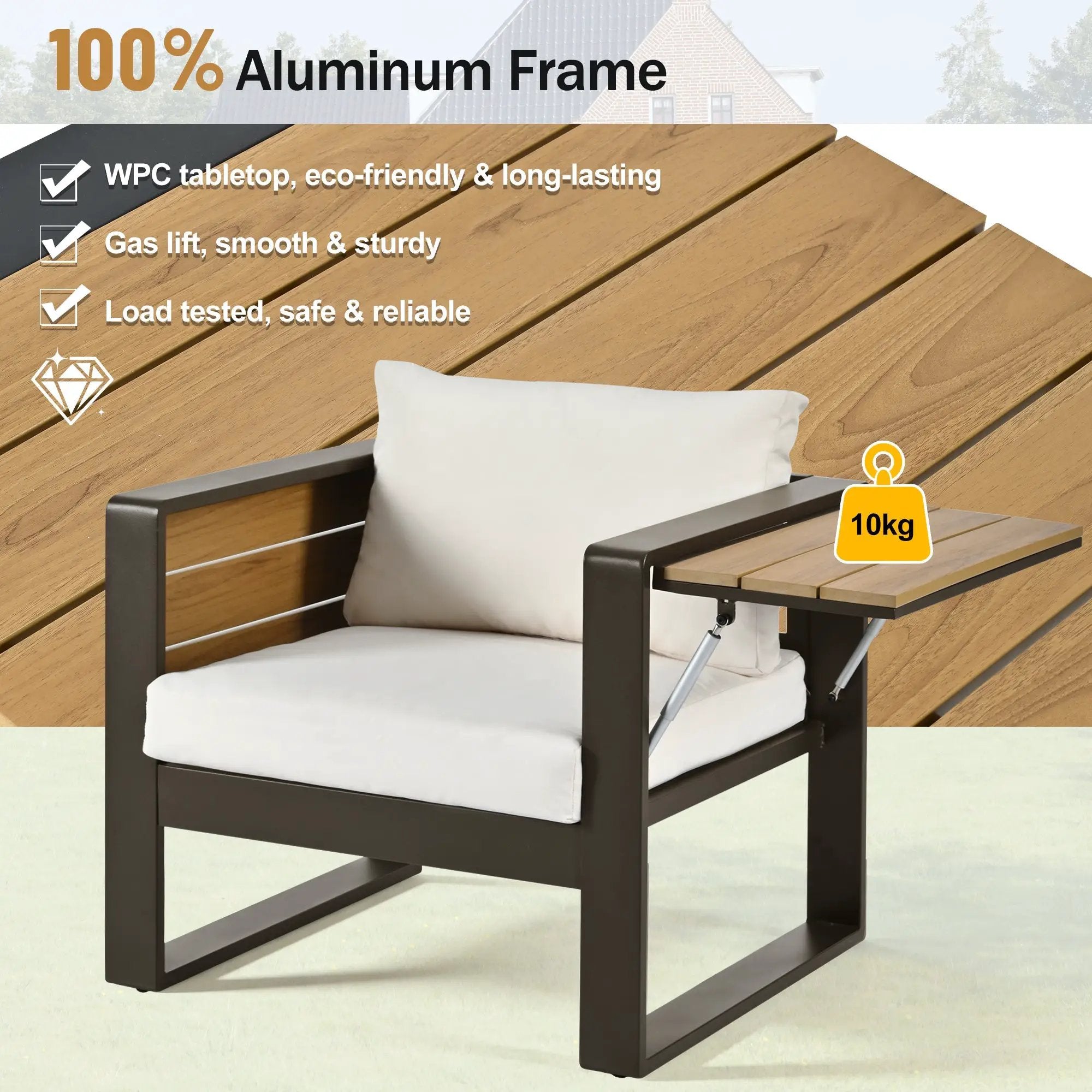Aluminum Frame Large 4-Piece Outdoor Patio Furniture Set for 5 Person by HouseOfZazla