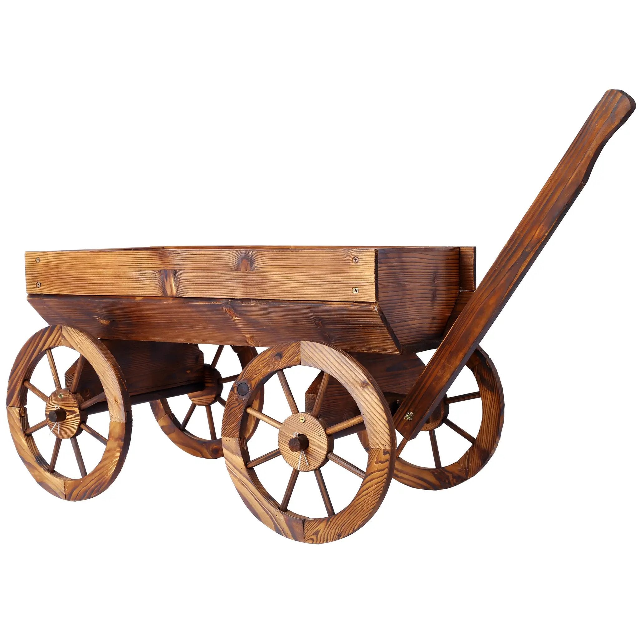Wood Wagon Flower Planter Pot Stand With Wheels by HouseOfZazla