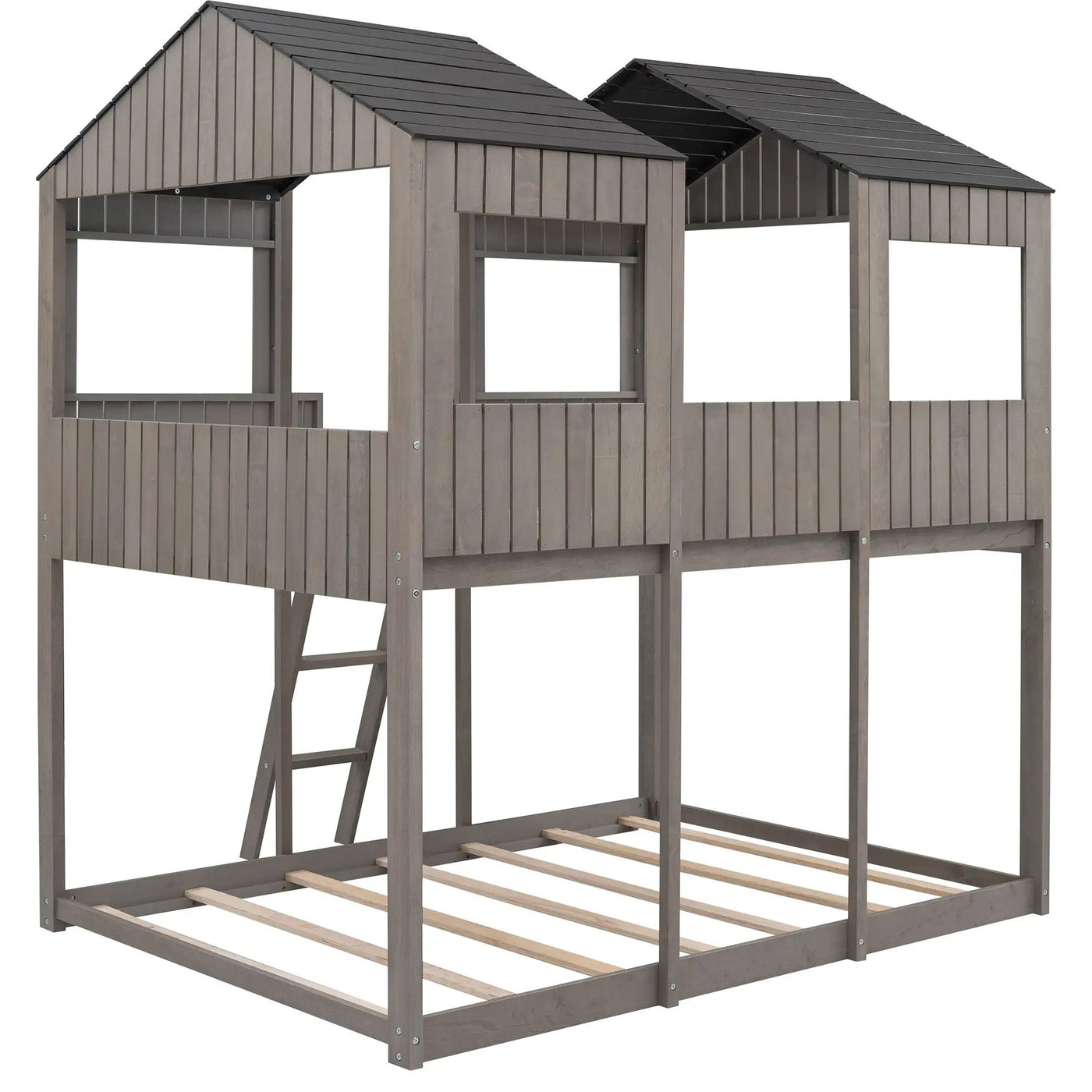 Bunk Bed With Roof, Window, Guardrail, Ladder by Unique Piece Furniture