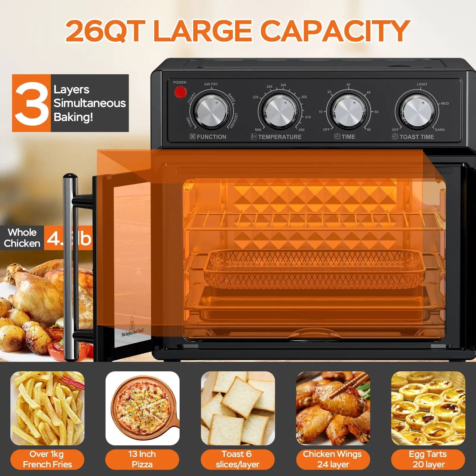 PlumChef 26QT Large Capacity French Double-Door Air Fryer Convection Toaster Oven by HouseOfZazla