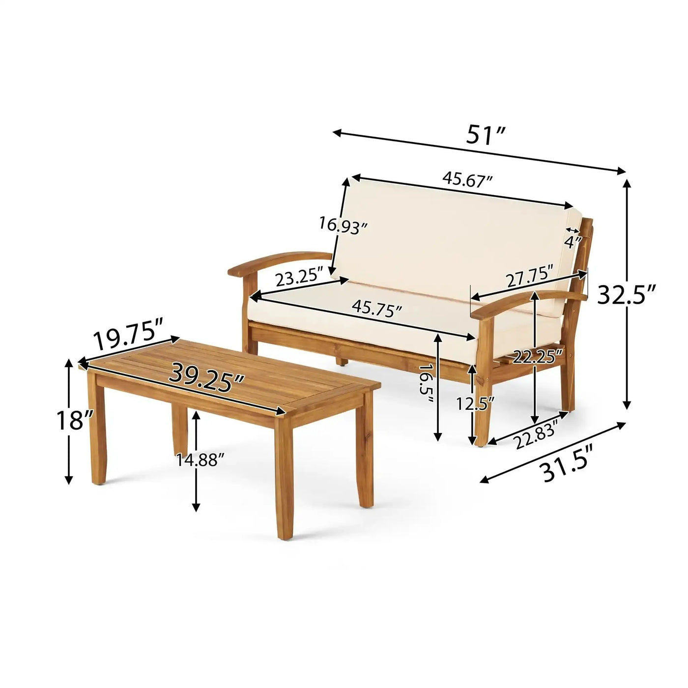 Outdoor Chat Set With Coffee Table and Loveseat by HouseOfZazla