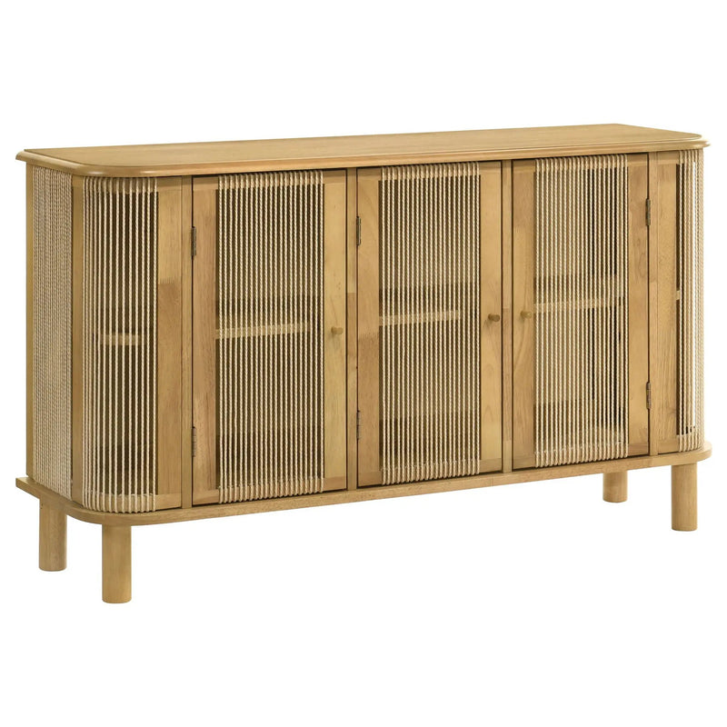 Ervine 3-Door Rope Panel Sideboard Accent Storage Cabinet Natural by Unique Piece Furniture