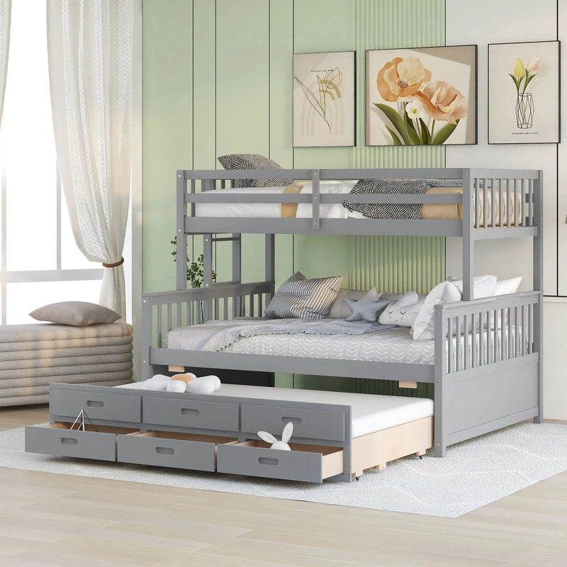 Bunk Bed With Twin Size Trundle And Drawers by Unique Piece Furniture