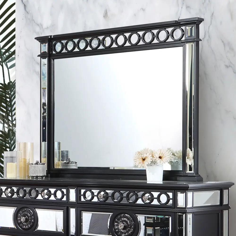 Varian II - Mirror - Mirrored, Black & Sliver by Unique Piece Furniture