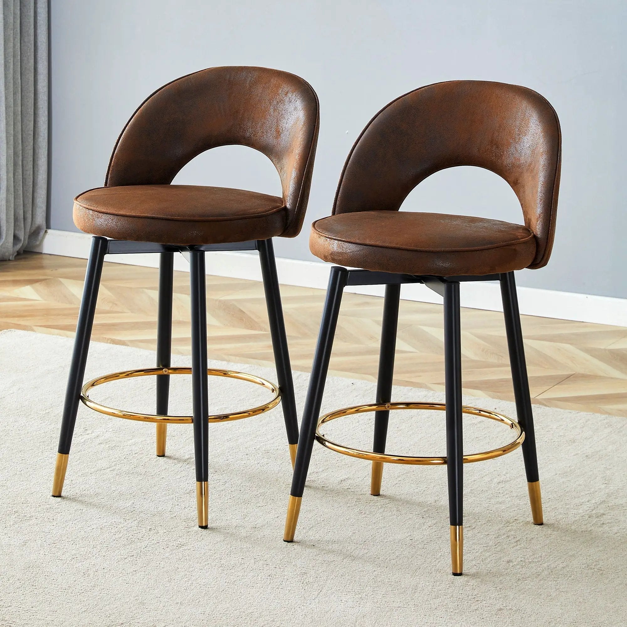 Upholstered Rotatable Bar Chair With Metal Legs For Dining Room by HouseOfZazla