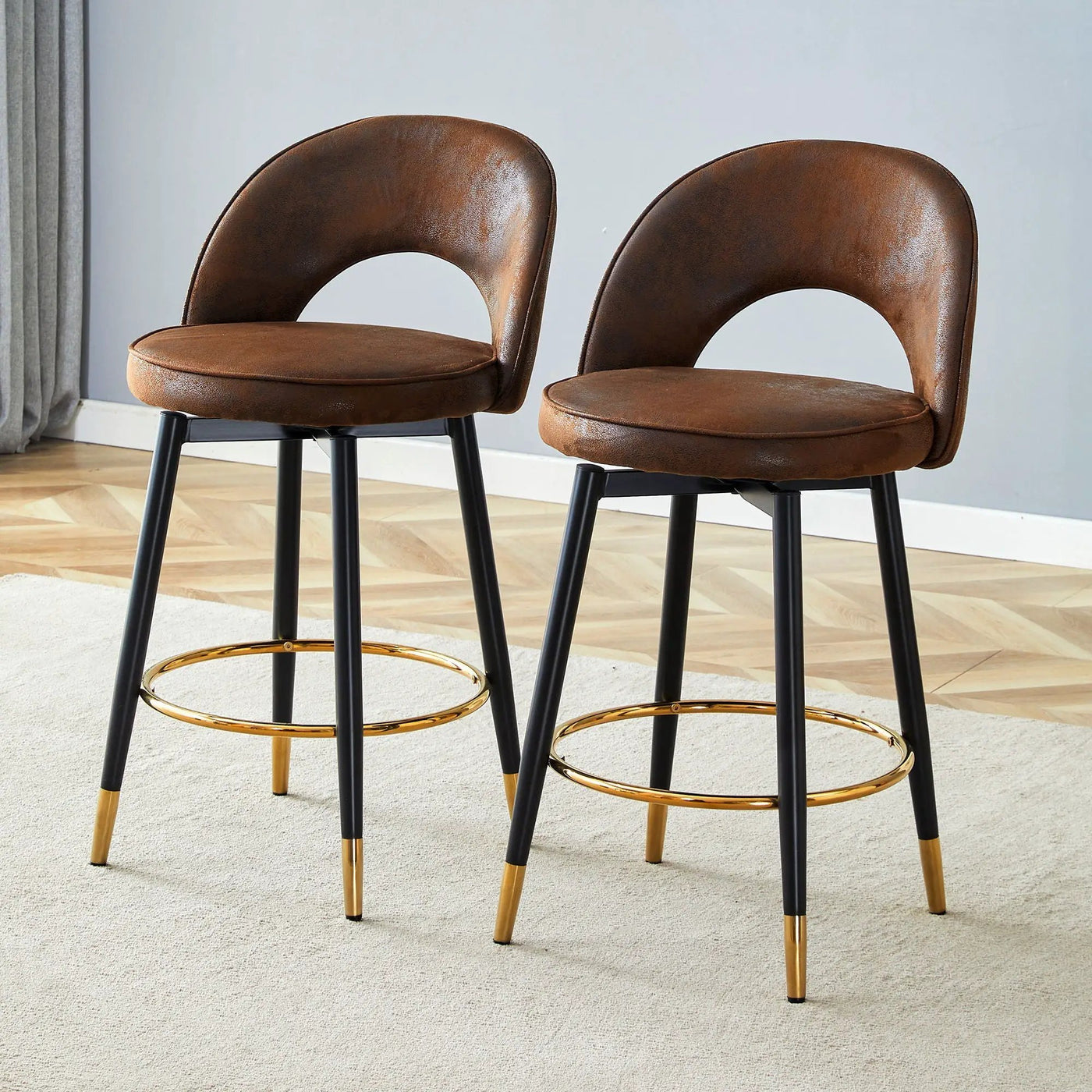 Upholstered Rotatable Bar Chair With Metal Legs For Dining Room by Unique Piece Furniture