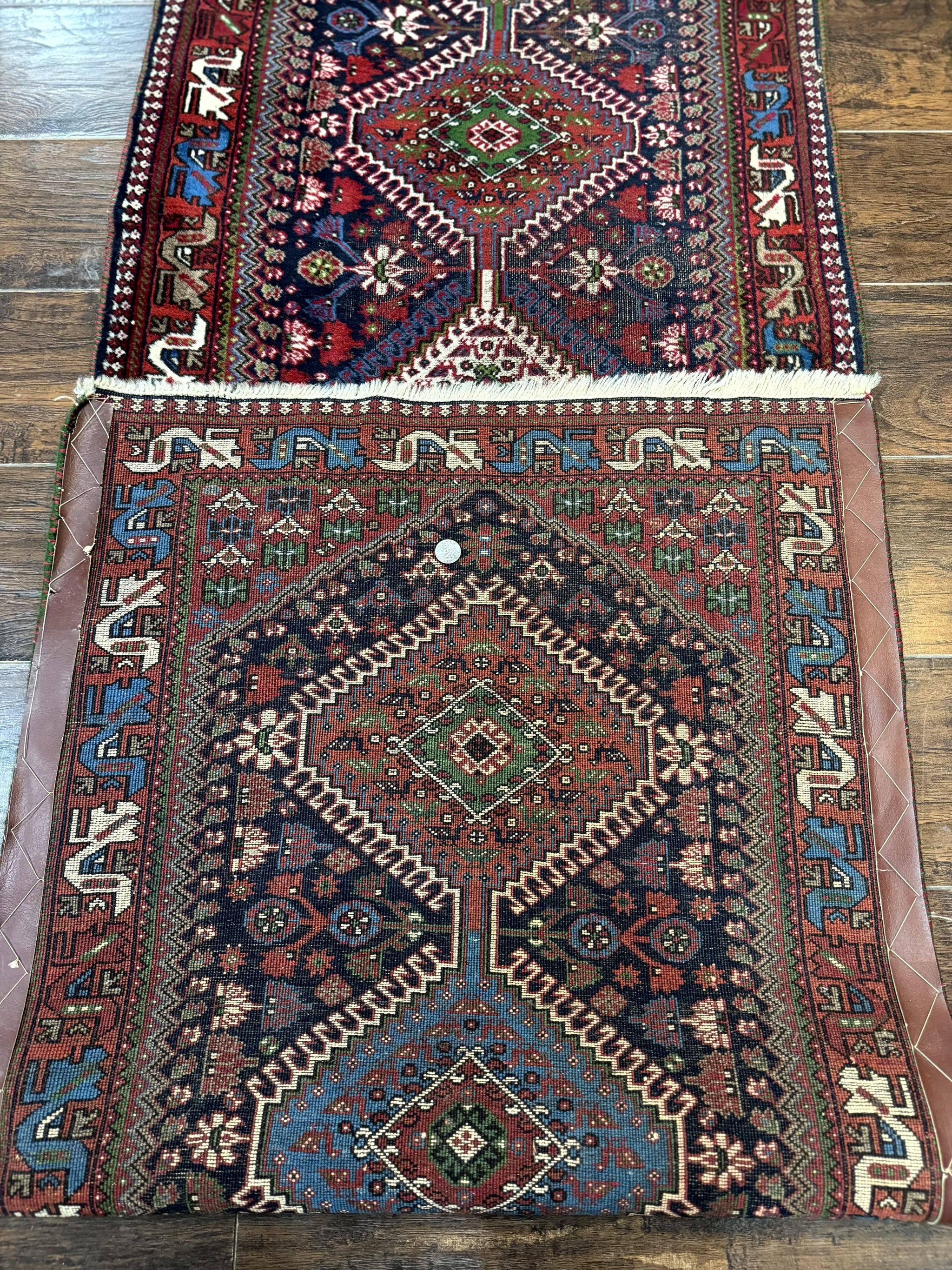 Persian Tribal Runner Rug 2.6 x 20 ft, Antique Persian Shiraz Carpet for Hallway, Colorful Navy Blue by Jewel Rugs