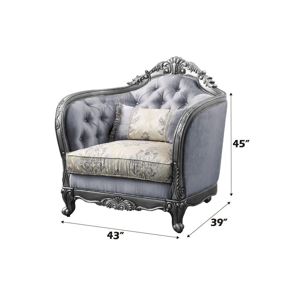 Ariadne - Chair With Pillow - Fabric & Platinum by Unique Piece Furniture