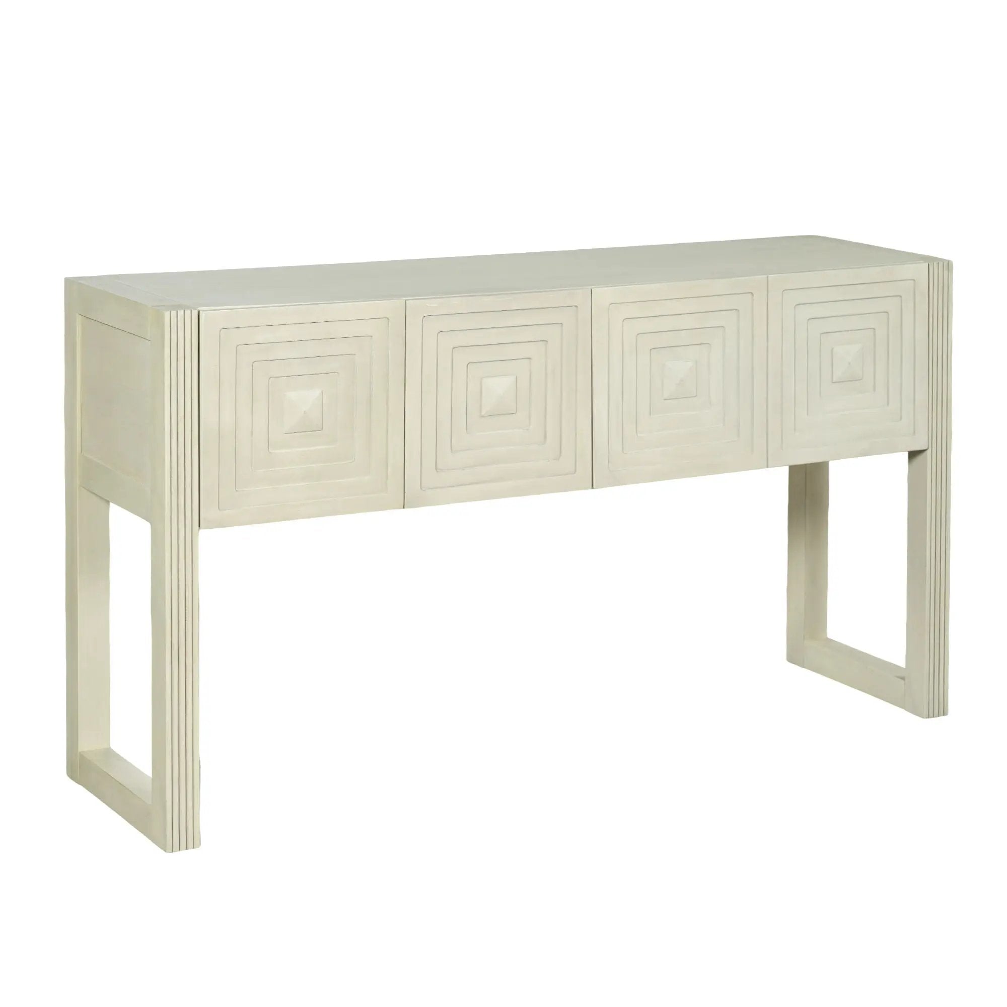 Geometric Carved Console Table With 3 Soft Close Drawers by HouseOfZazla
