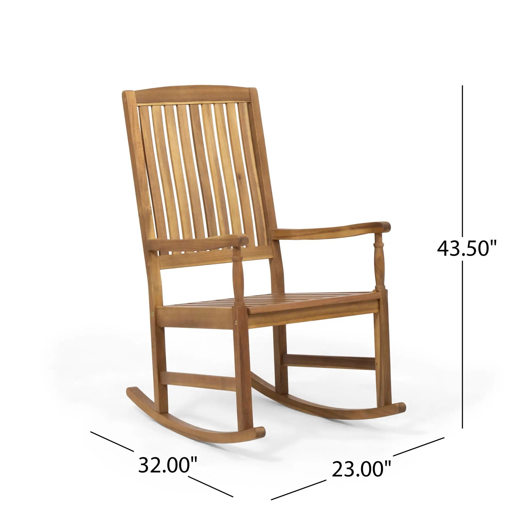 Muse Outdoor Acacia Rocking Chair With Slat Design - Teak by HouseOfZazla