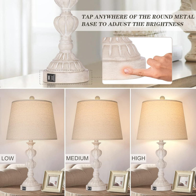 Touch Control Coastal Farmhouse Table Lamp Set of 2 by HouseOfZazla