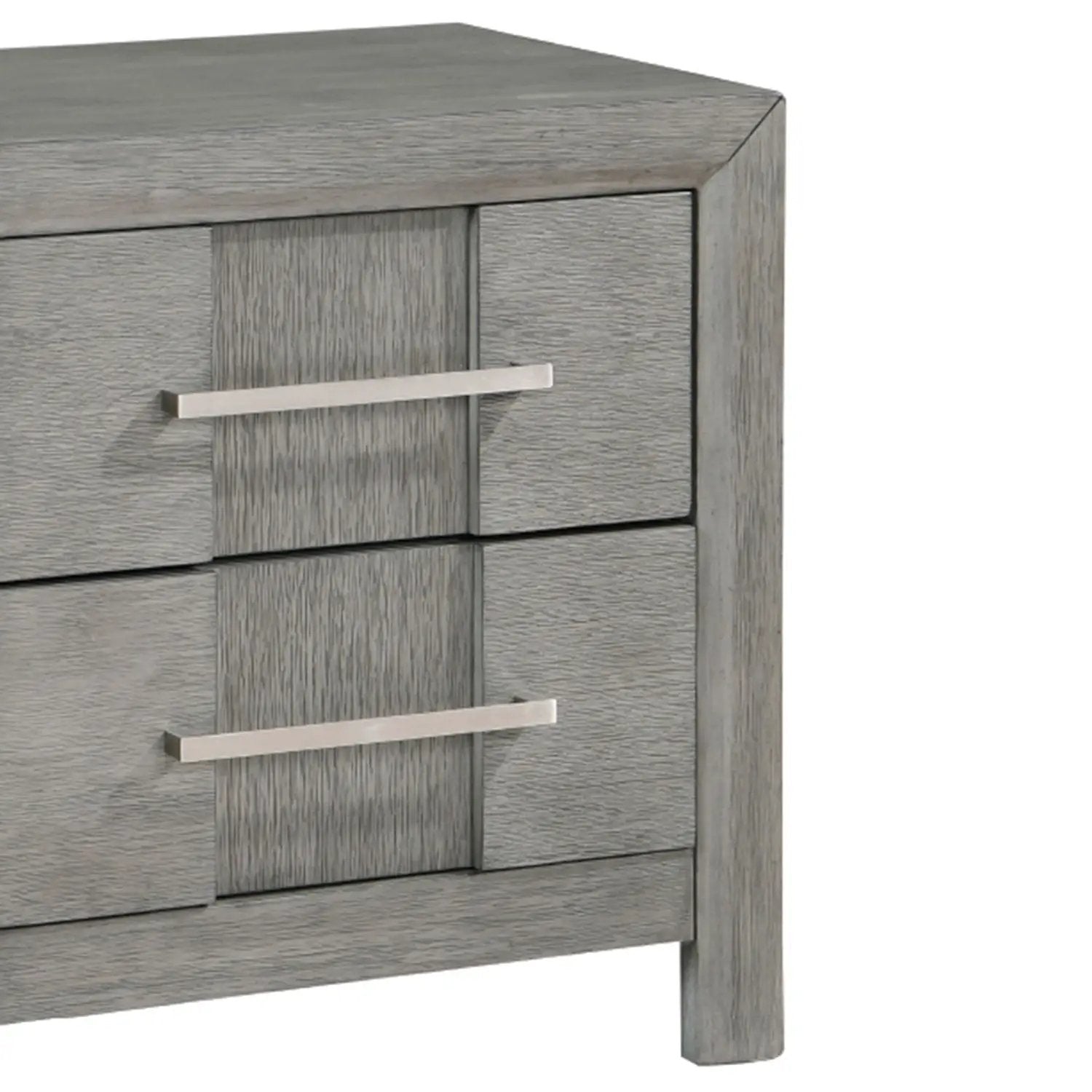 Modern 2 Drawer Nightstand In Gray Finish With Silver Metal Handles, Contemporary Bedside Table With Smooth Glide Drawers by HouseOfZazla