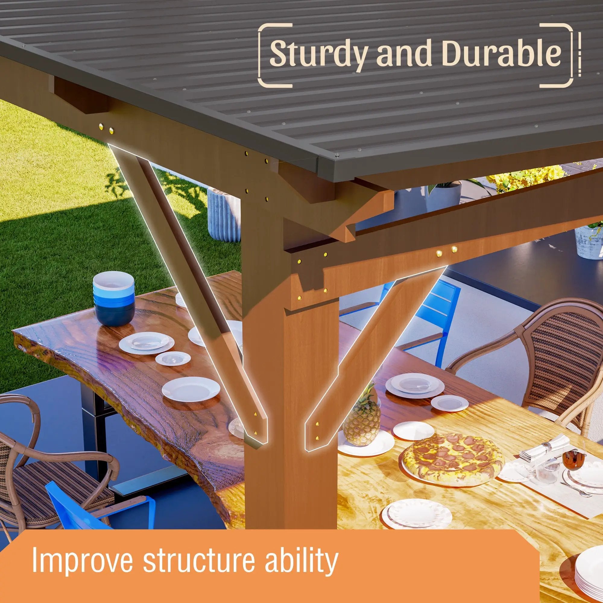 13x10ft Wooden Garden Gazebo with Metal Roof by HouseOfZazla
