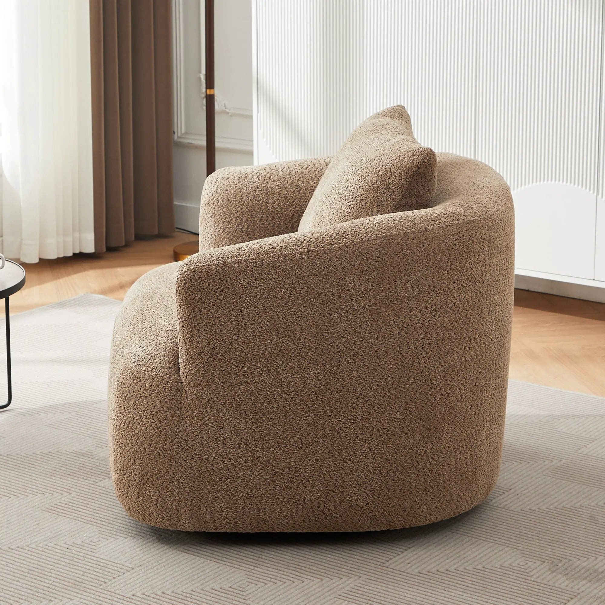 360° Swivel Barrel Sofa Chair With Throw Pillow, Upholstered Accent Chair by HouseOfZazla