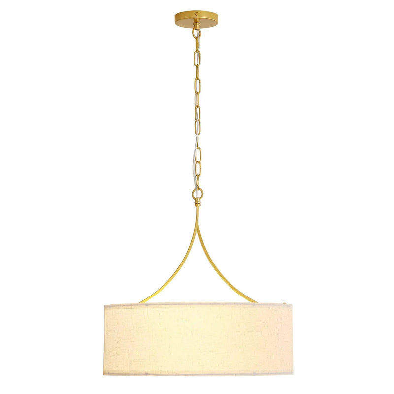 3-Light Gold Fabric Drum Pendant Light by HouseOfZazla