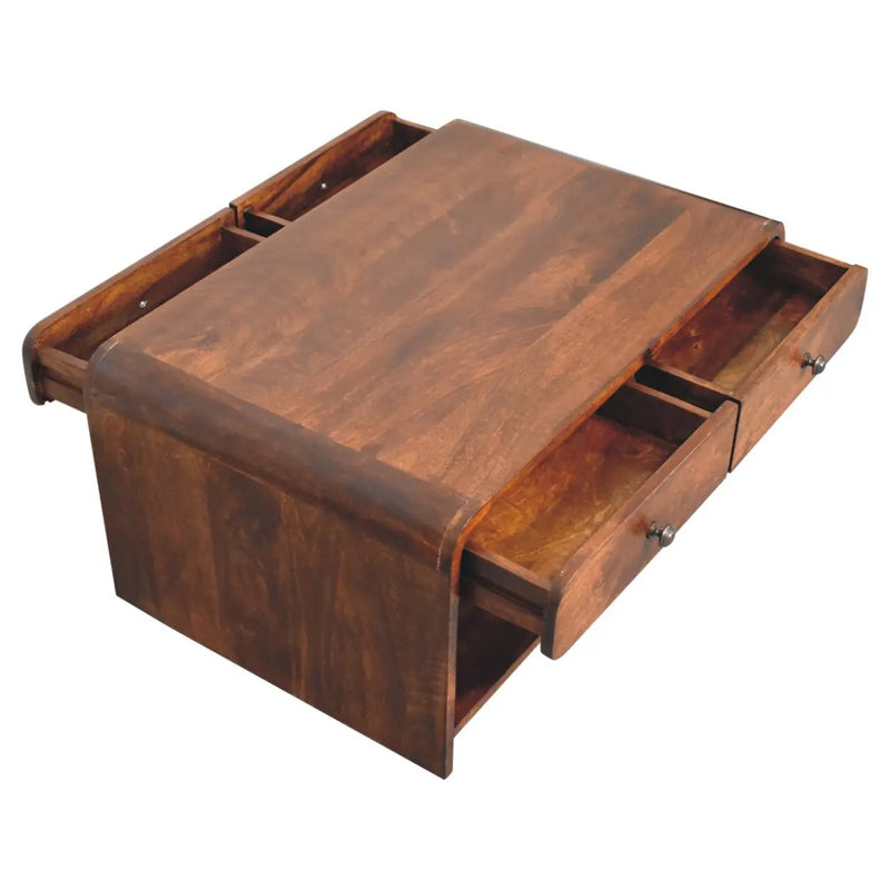 Solid Wood Aspen Slim Coffee Table, 4 Drawers, 1 Open Slot by HouseOfZazla