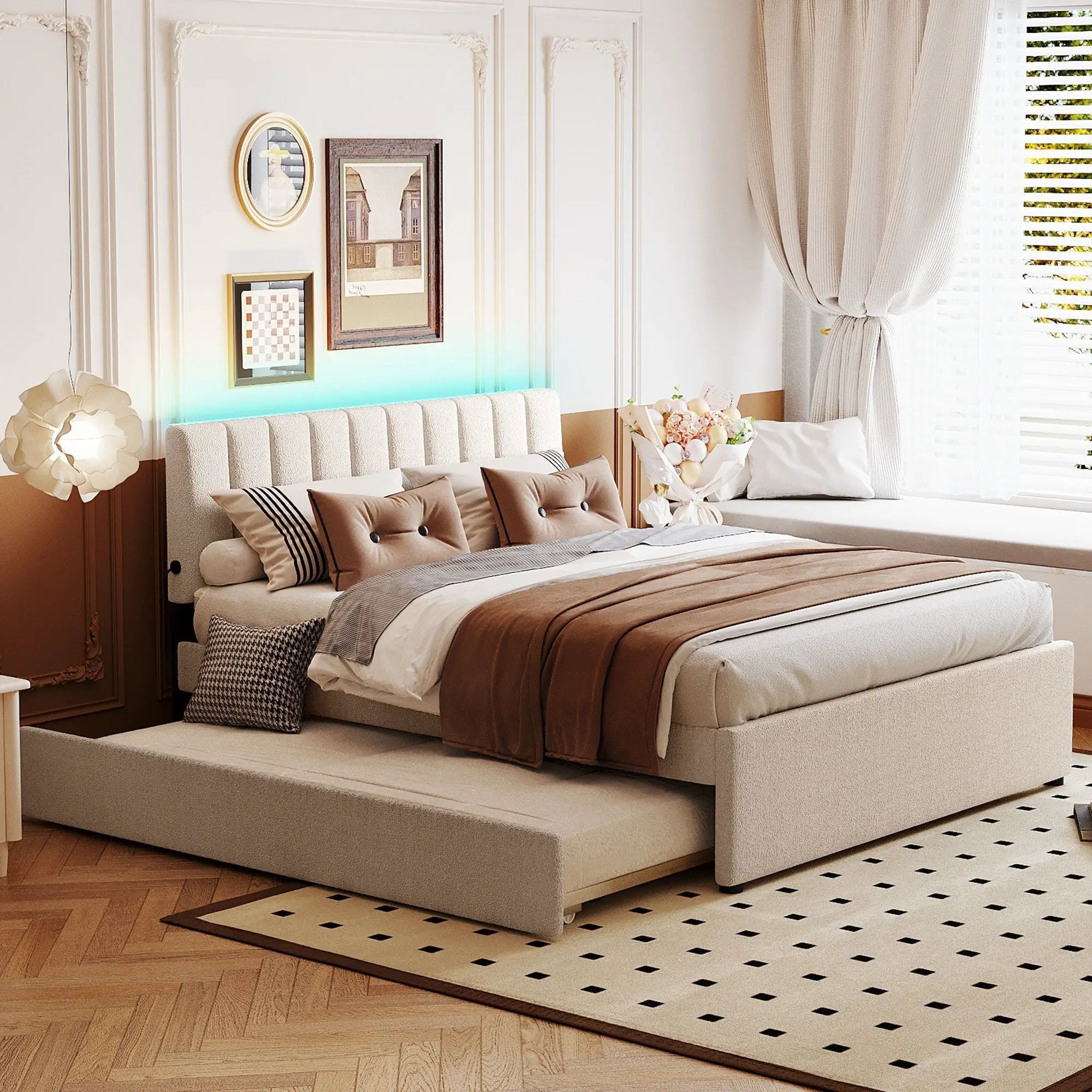 Upholstered Platform Bed With Trundle by Unique Piece Furniture