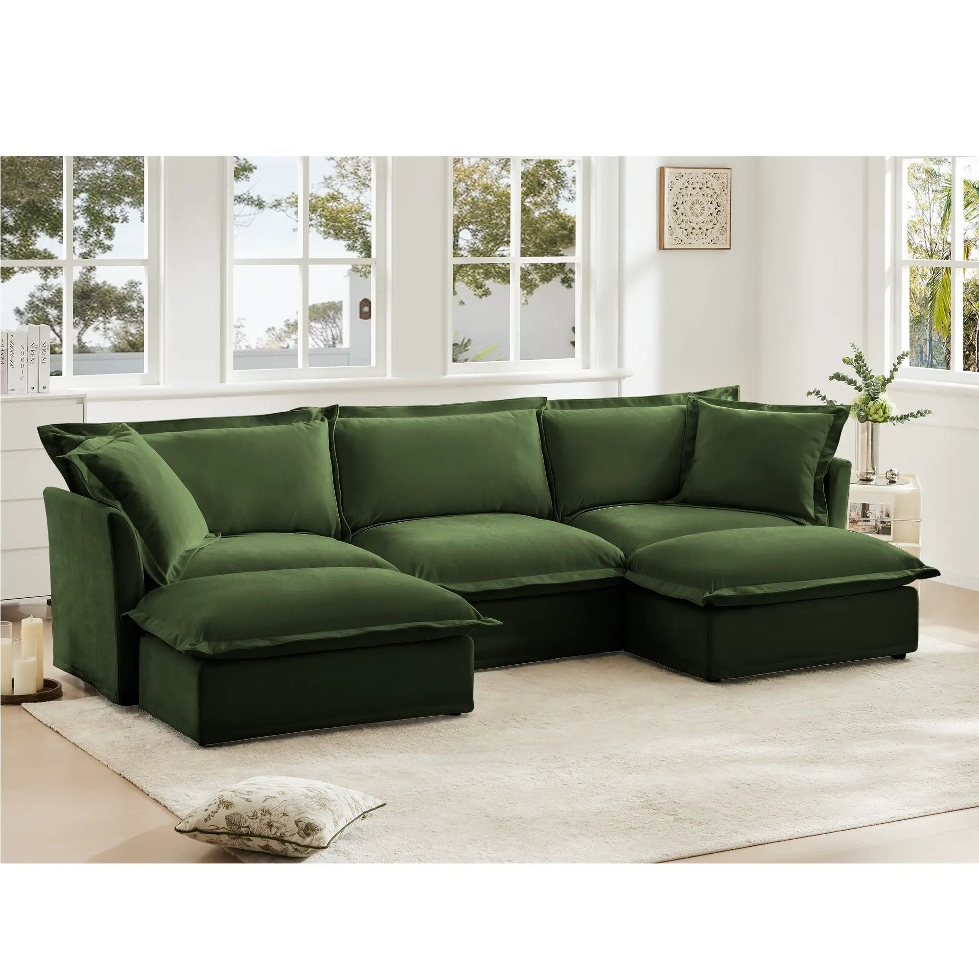 Slipcovered U Shape Sectional Deep Seat Sofa by HouseOfZazla