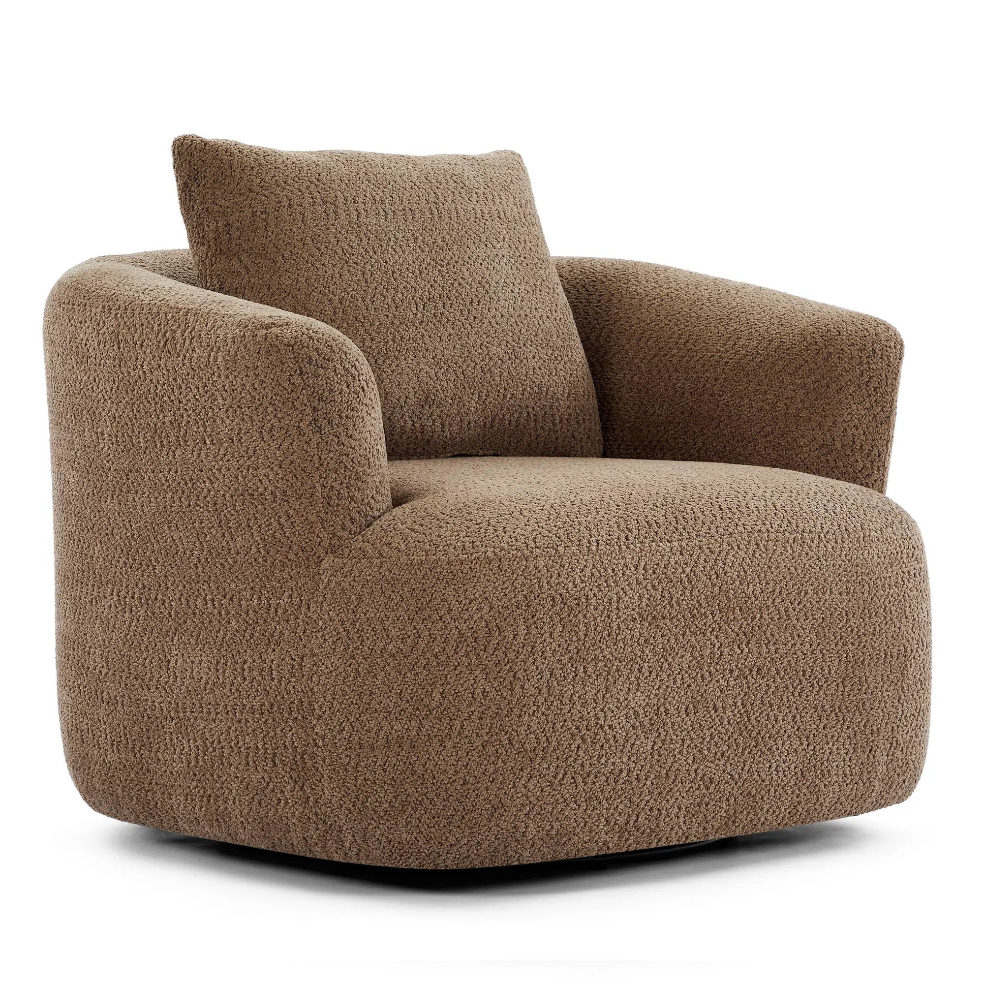 360° Swivel Barrel Sofa Chair With Throw Pillow, Upholstered Accent Chair by HouseOfZazla