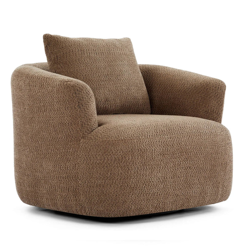 360° Swivel Barrel Sofa Chair With Throw Pillow, Upholstered Accent Chair by HouseOfZazla
