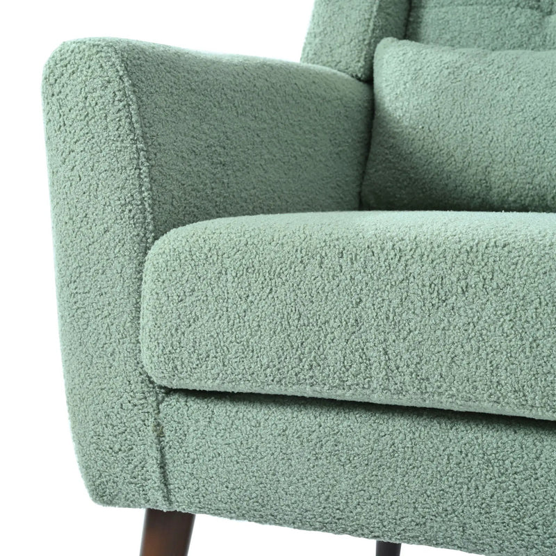 Modern Accent Chair, Teddy Fabric Living Room Chairs Comfy Reading Chair, Mid Century Accent Chair, Lounge Arm Chairs Armchair For Living Room Bedroom - Light Green by HouseOfZazla