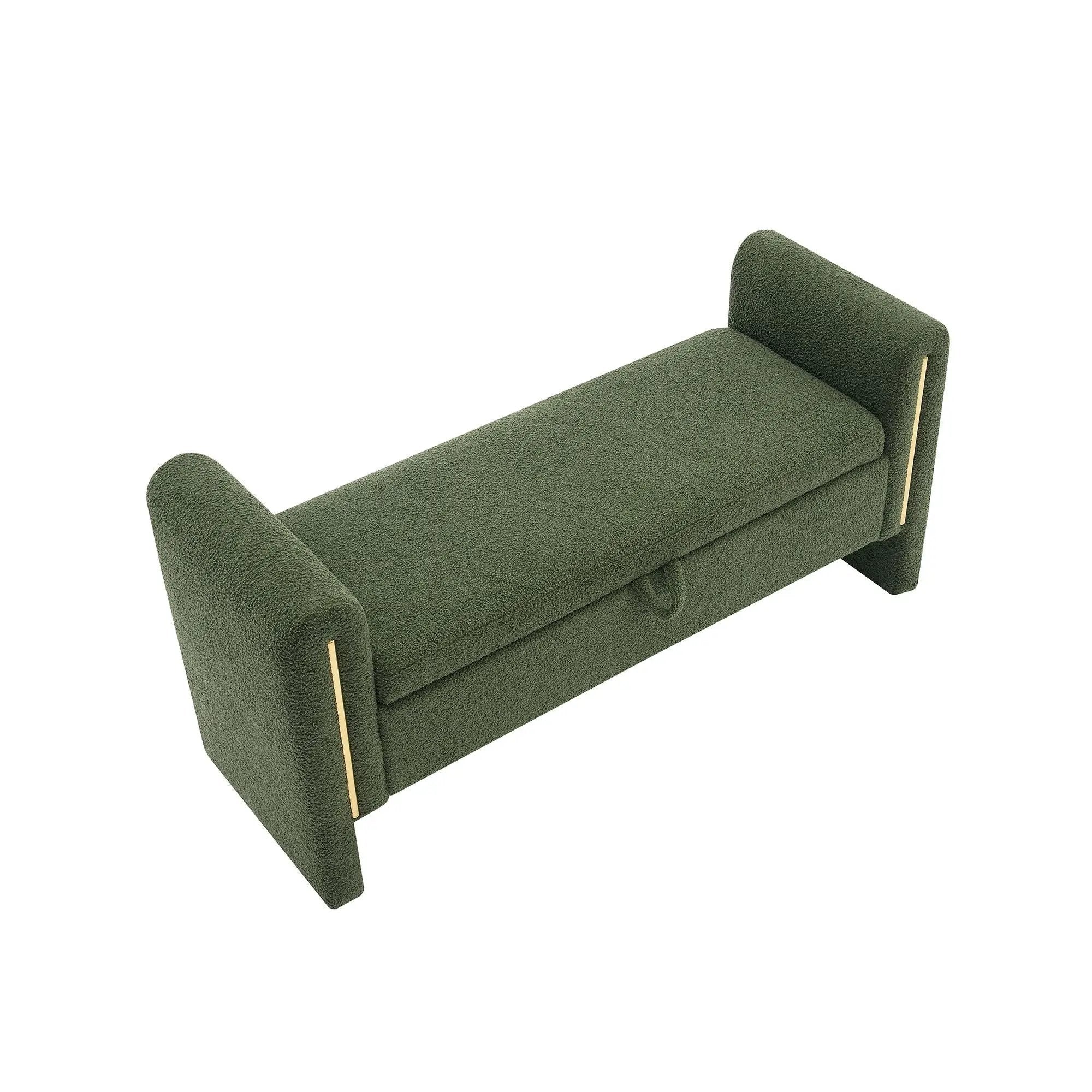 Modern Teddy Upholstered Large Bed End Bench With Arms And Storage by Unique Piece Furniture