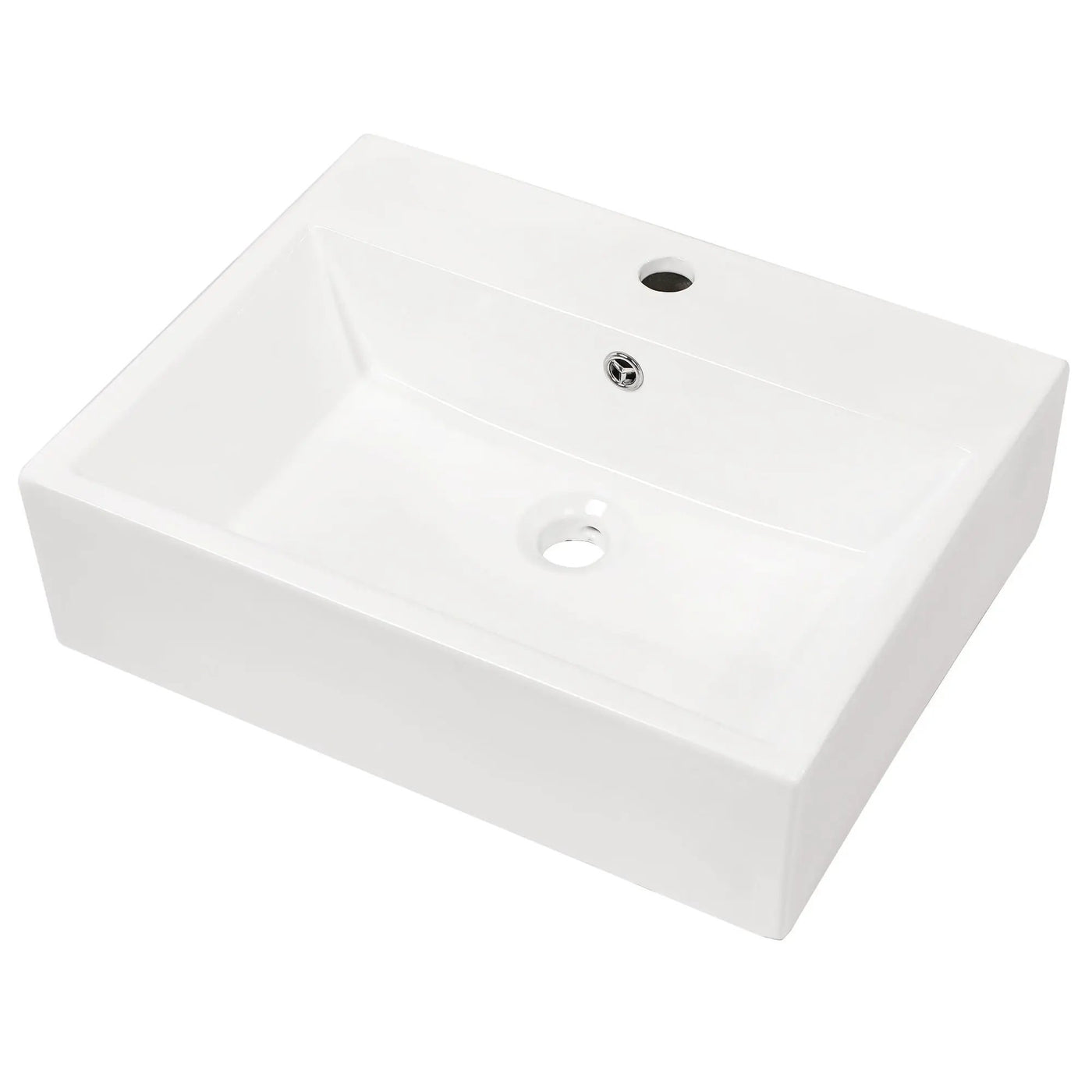 Modern Ceramic Rectangular Wall Mounted Bathroom Sink With Faucet Hole & Overflow by HouseOfZazla