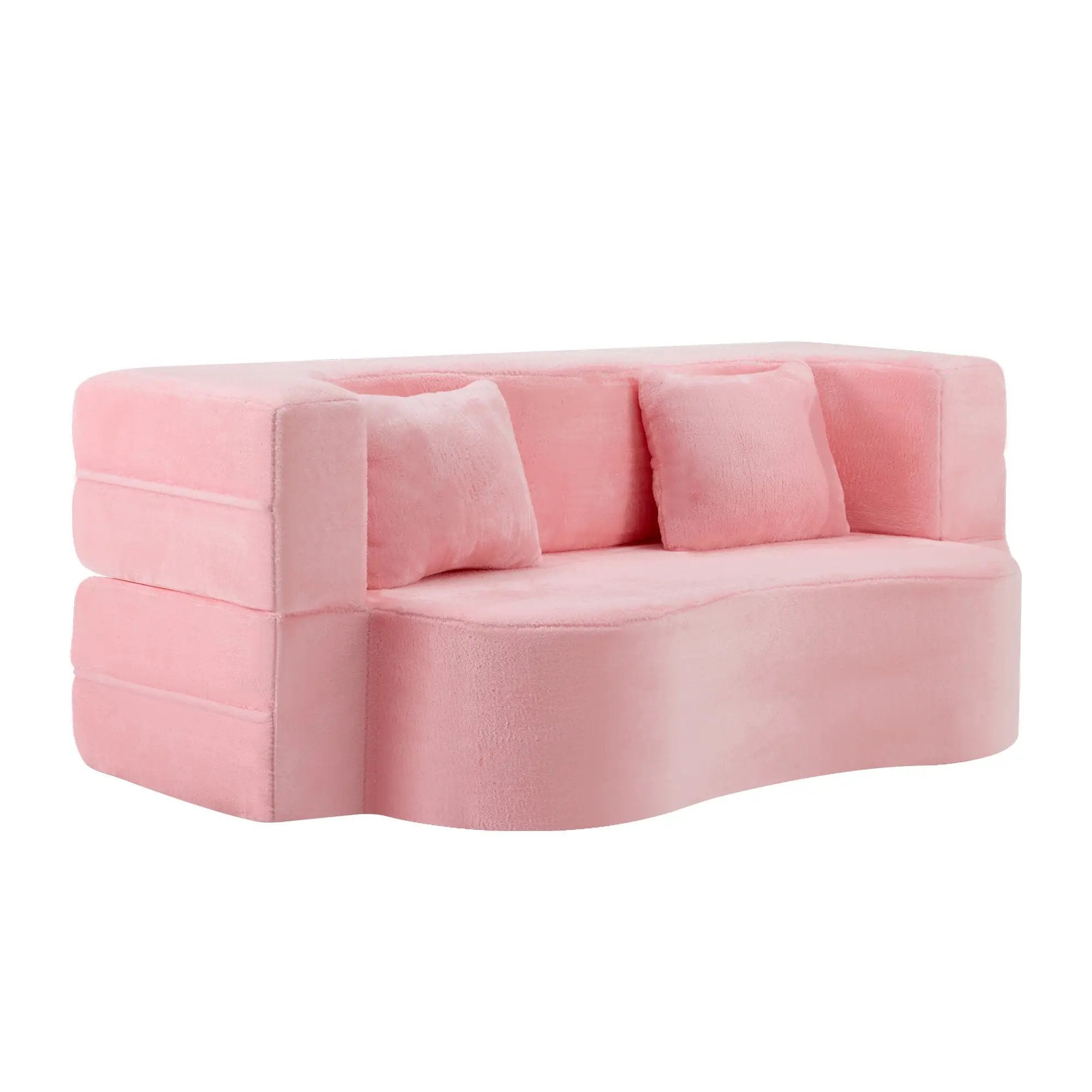 71-Inch Folding Sofa Bed in Pink Chenille with High-Density Foam by HouseOfZazla