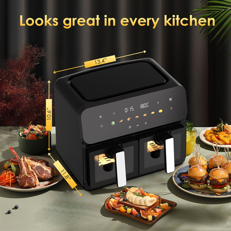 10QT Dual Air Fryer with Double Basket and Digital Touchscreen Control by HouseOfZazla
