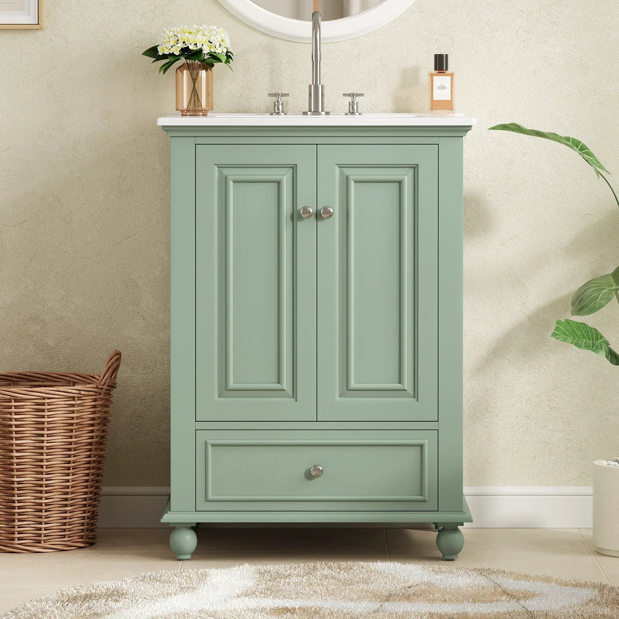 Modern Bathroom Vanity With Sink, Cabinet With Drawer And Dividers, Rectangular Storage Unit by Unique Piece Furniture