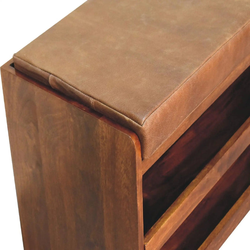 Buffalo - Hide Pull Out Shoe Storage Bench by Unique Piece Furniture