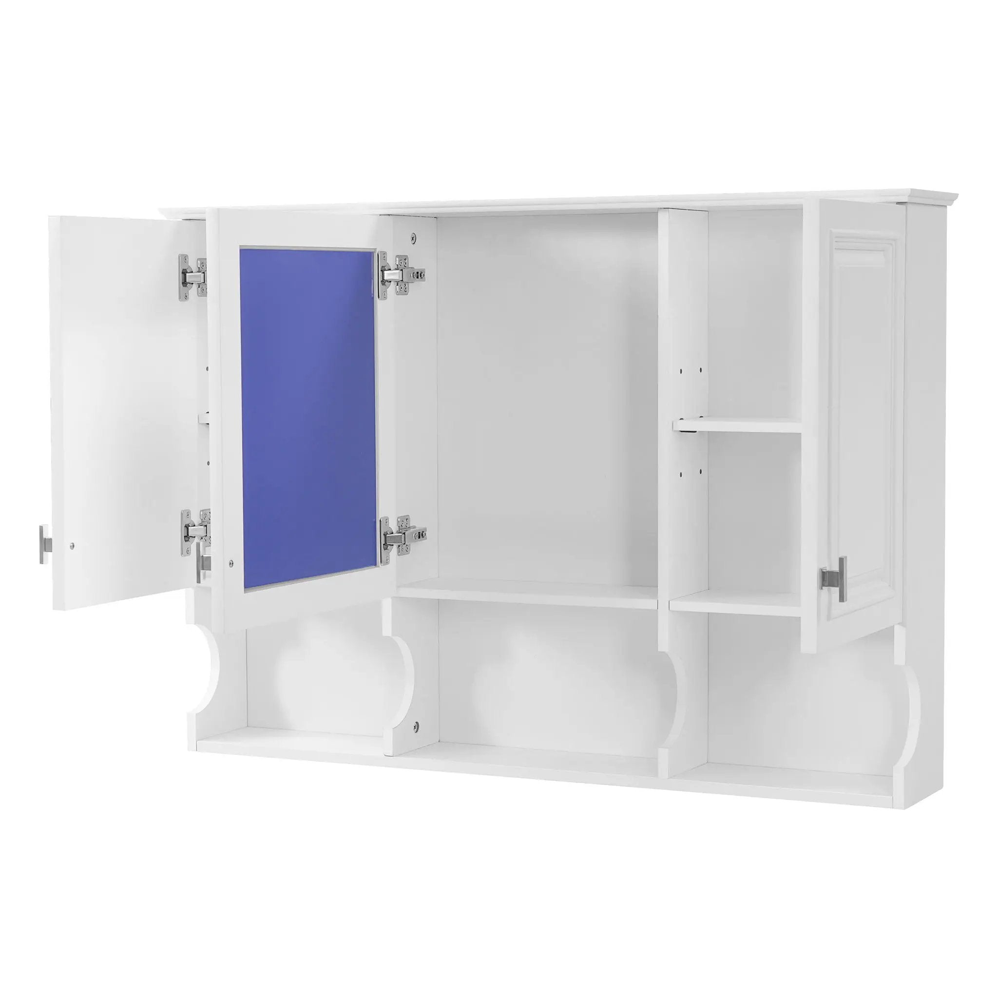 Modern Wall Mounted Mirror Medicine Cabinet With Open Shelves, Adjustable Interior, Storage Over Toilet by Unique Piece Furniture