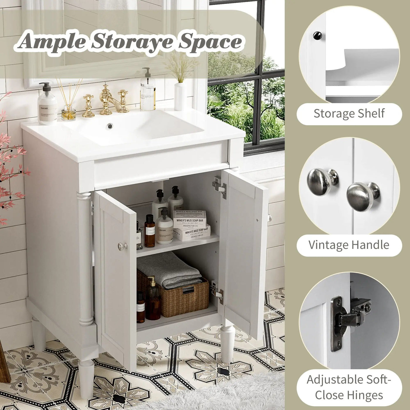 Bathroom Vanity With Top Sink, 2 Tier Storage Cabinet by Unique Piece Furniture