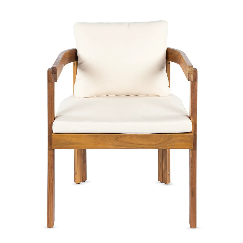 7 Pieces Acacia Wood Outdoor Dining Set with Cream Cushions by HouseOfZazla
