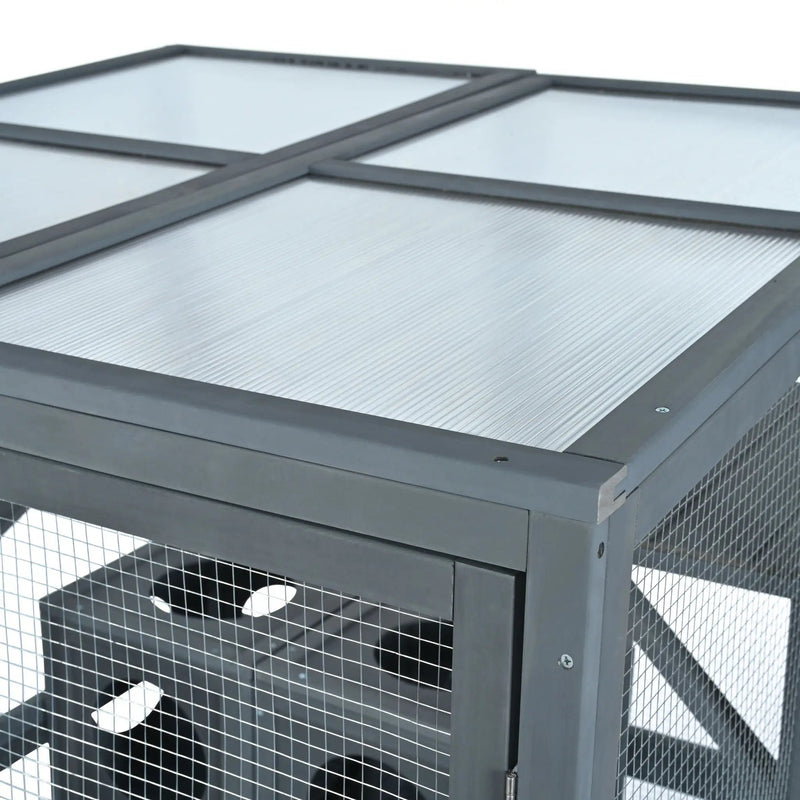 Outdoor Cat House With Shelves And Weather Protection, Removable Wood Boxes - Gray by HouseOfZazla