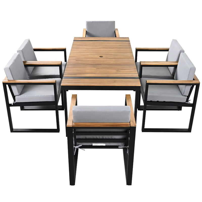 7 Pieces Outdoor Dining Set Patio Dining Table And Chair Set With And Removable Cushions For Patio by HouseOfZazla