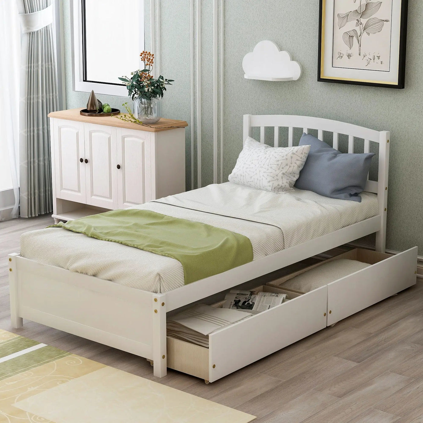 Platform Storage Bed Wood Bed Frame With Two Drawers And Headboard by Unique Piece Furniture