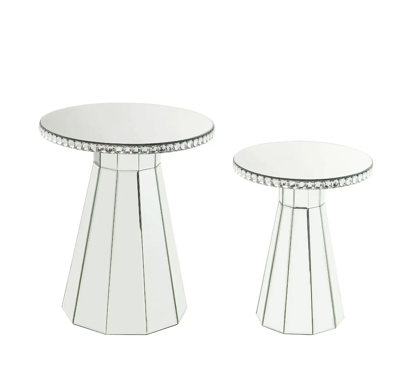 Lotus - 20" Accent Table - Mirrored, Faux Ice Cube Crystals by Unique Piece Furniture