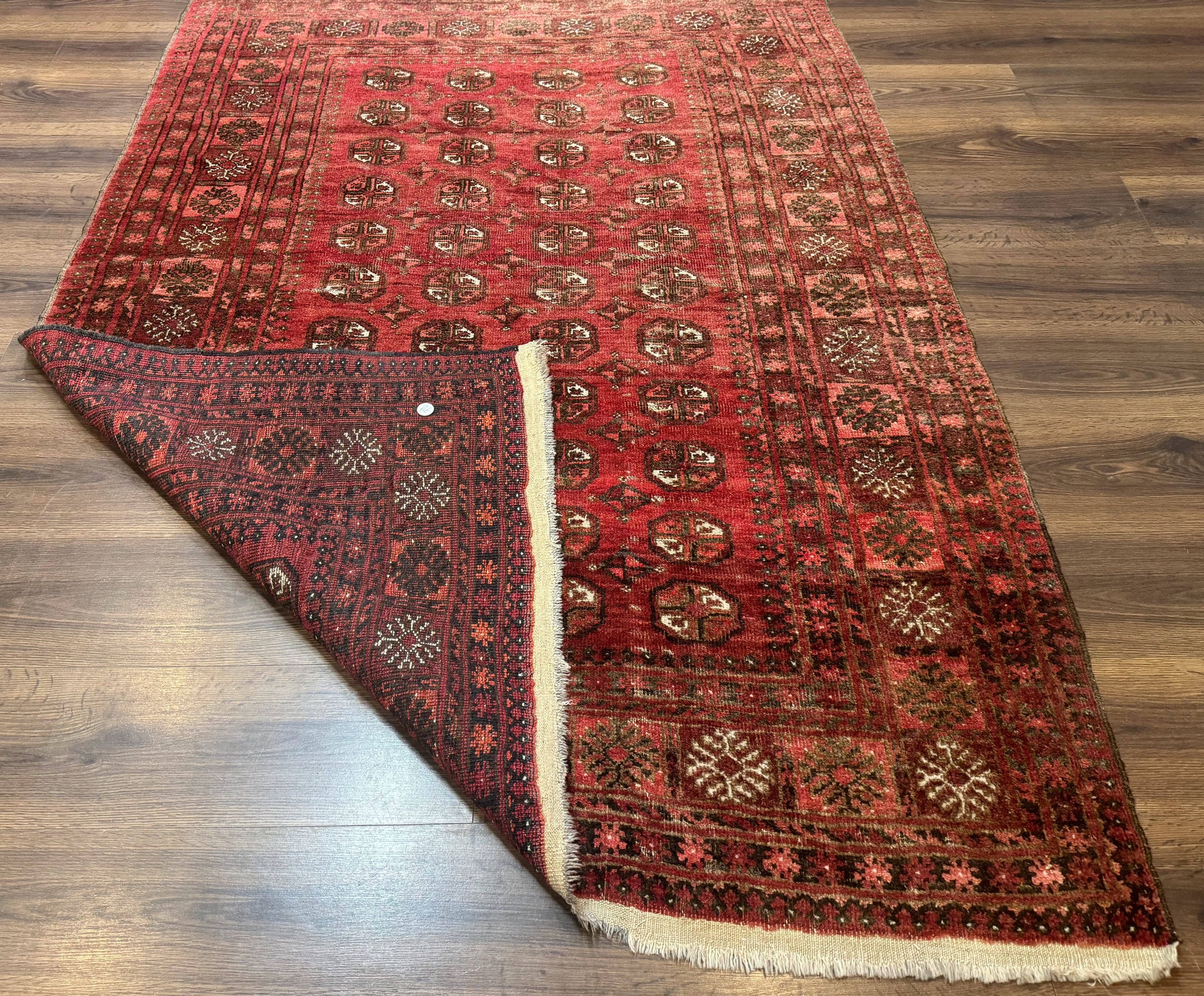 Antique Persian Turkoman Rug 5x6, Red by Jewel Rugs