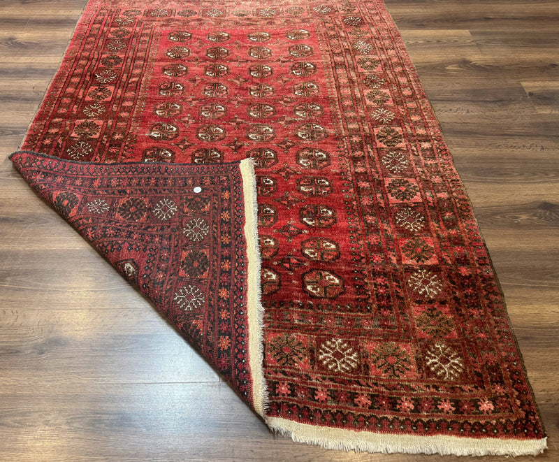 Antique Persian Turkoman Rug 5x6, Red by Jewel Rugs