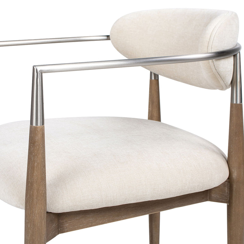 Artemis - Mixed Material Upholstered Dining Arm Chair - Warm White by HouseOfZazla