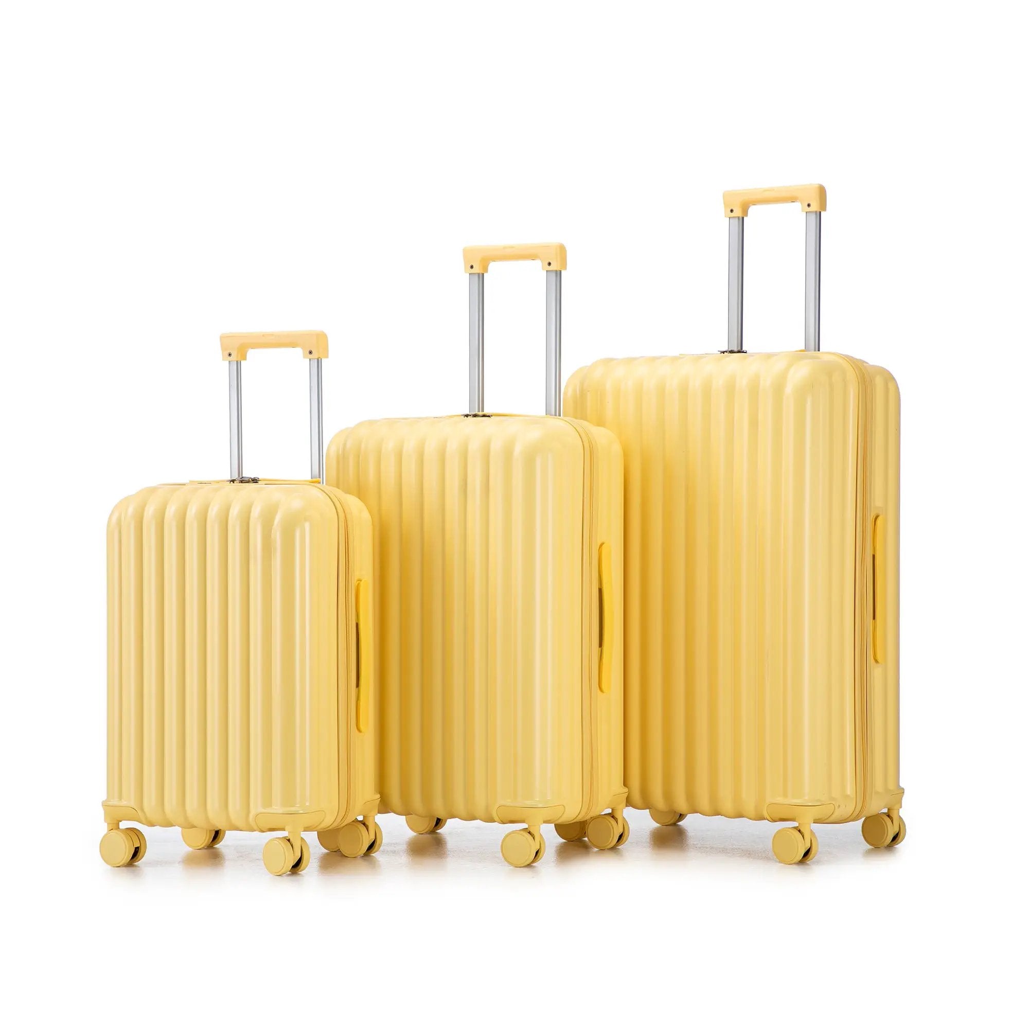 3-Piece ABS Spinner Wheel Luggage Set in Yellow by HouseOfZazla