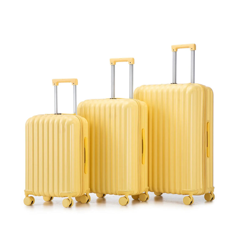 3-Piece ABS Spinner Wheel Luggage Set in Yellow by HouseOfZazla