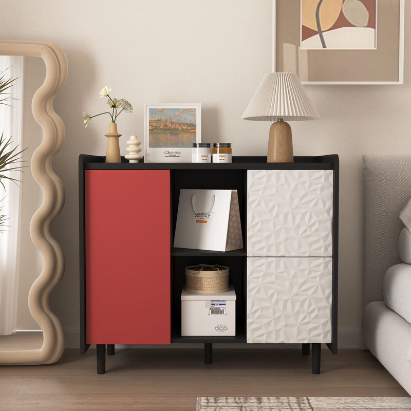 Modern Sideboard Buffet Cabinet With Doors And Unique Panel Styling by HouseOfZazla